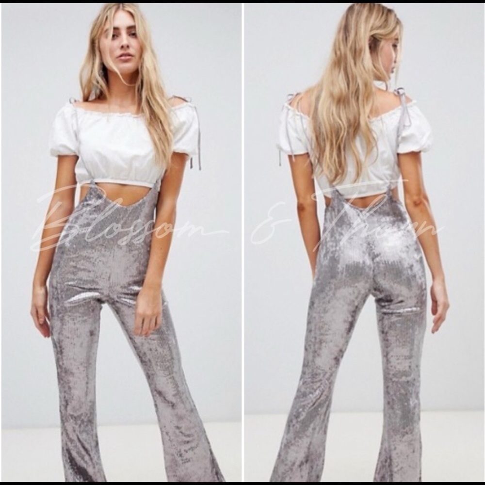 Boho glam jumpsuit | lavender/grey